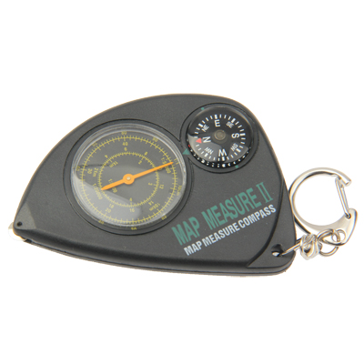 2-in-1 Portable Map Distance Measuring Measurer + Compass with Key Chain for Outdoor Camping Hiking